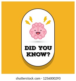 Did You Know with Brain Cartoon Vector Illustration