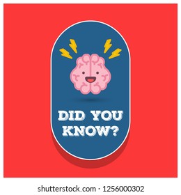 Did You Know with Brain Cartoon Vector Illustration