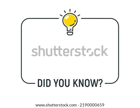 Did you know bulb icon trivia fun vector question interesting knowledge ask. Did you know advice design lightbulb