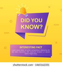 Did you know with bulb and origami banner on yellow background