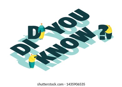 Did You Know. Circle Banner Element. Vector illustration a group of people with Typography for Post or Article about Interesting Facts or Life Hacks. Marketing and advertising tag.