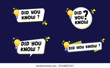 Did you know collections banner. Interesting facts symbol. Did you know chat offer. quote for interesting fact