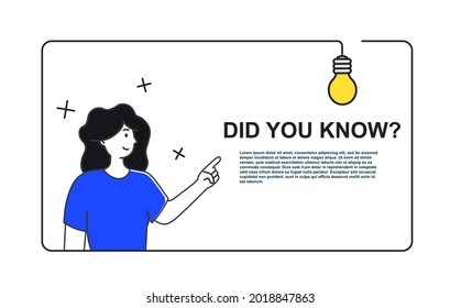 Did You Know Concept. Woman And Text On White Isolated Background.