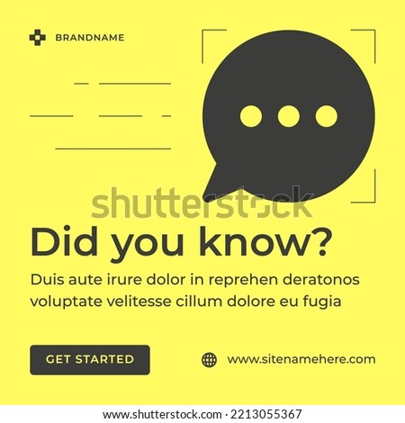 Did you know educational knowledge advice ask question speech bubble monochrome social media post vector illustration. Cyberspace quick tips interesting information user interface web banner