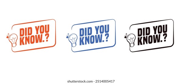 Did you know, explanation or solution, outline speech bubble, idea or advice message