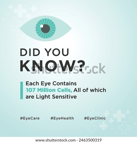 Did You Know, Eye Facts, Eye Care, Eye Clinic Social Media Design Post Template Vector