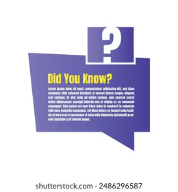 Did you know fun fact pop up answer design with copy space, Do you know education question  answer template, Have you heard yet brainstorm advice sign illustration design