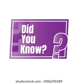 Did you know fun fact question icon illustration design, Have you heard yet sign illustration template, Do you know explanation and education sign