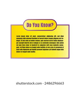 Did you know fun fact pop up answer design with copy space, Do you know education question  answer template, Have you heard yet brainstorm advice sign illustration design