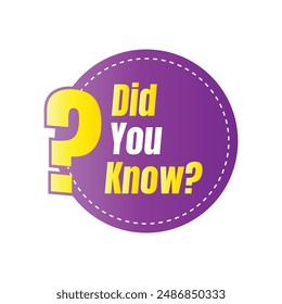 Did you know fun fact question icon illustration design, Have you heard yet sign illustration template, Do you know explanation and education sign