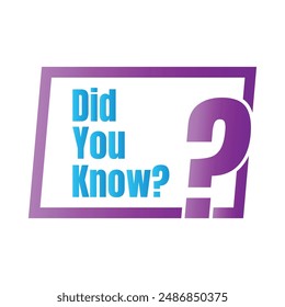 Did you know fun fact question icon illustration design, Have you heard yet sign illustration template, Do you know explanation and education sign