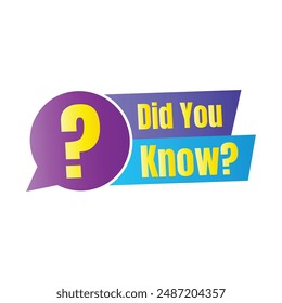 Did you know fun fact question icon illustration design, Have you heard yet sign illustration template, Do you know explanation and education sign