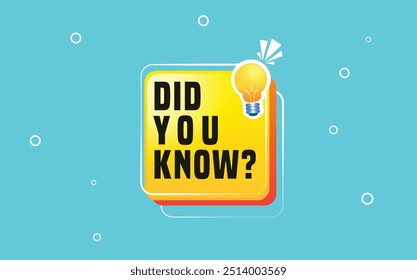 Did you know for fun fact, Interesting facts symbol with blue background. vector