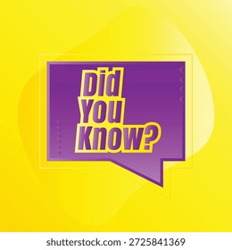 Wussten Sie Spaß Fakten Frage Symbol Illustration Design, Haben Sie gehört noch Zeichen Illustration Vorlage, Kennen Sie Erklärung und Bildung Zeichen