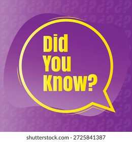 Wussten Sie Spaß Fakten Frage Symbol Illustration Design, Haben Sie gehört noch Zeichen Illustration Vorlage, Kennen Sie Erklärung und Bildung Zeichen