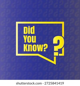 Wussten Sie Spaß Fakten Frage Symbol Illustration Design, Haben Sie gehört noch Zeichen Illustration Vorlage, Kennen Sie Erklärung und Bildung Zeichen