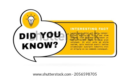 Did you know geometric banner with light bulb emblem and Interesting fact. Banner design for business and advertising. Vector illustration.