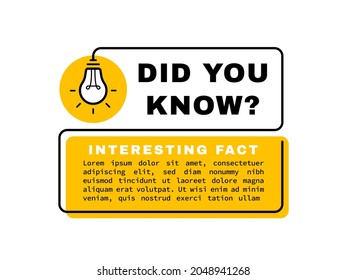 Did you know geometric message bubble with light bulb emblem. Interesting fact. Banner design for business and advertising. Vector illustration.