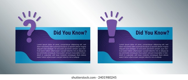 Did you know geometric message with quetion mark and exclamation mark vector. template post icon for social media background. blue and purple colors