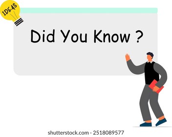 Did you know geometric message bubble with light vector image. template post icon for social media background, fun fact blank template fyi vector with lightbulb idea and cable symbol element