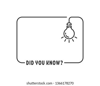 did you know with hanging bulb. flat stroke trendy modern minimal logo graphic 