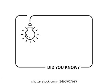 Did You Know With Hanging Bulb. Flat Stroke Trendy Modern Minimal Logo Graphic