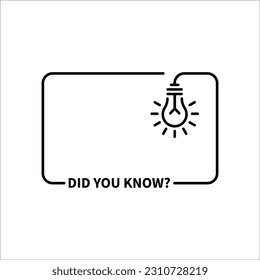 did you know with hanging bulb. flat stroke trendy modern minimal logo graphic 