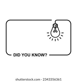 did you know with hanging bulb. flat stroke trendy modern minimal logo graphic