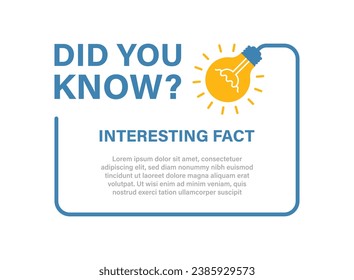 Did you know icon in flat style. Banner with frame and bulb vector illustration on white isolated background. Explanation sign business concept.