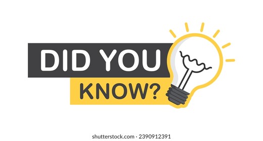 Did you know icon in flat style. Banner with frame and bulb vector illustration on white isolated background. Explanation sign business concept.