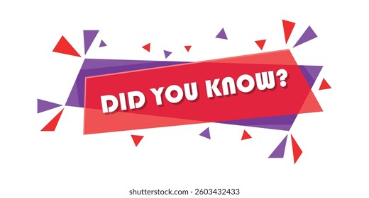 Did you know icon in flat style. Banner interesting facts vector illustration on white isolated background. Explanation sign business concept.