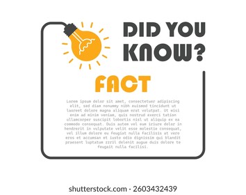 Did you know icon in flat style. Banner with frame and bulb vector illustration on white isolated background. Explanation sign business concept.