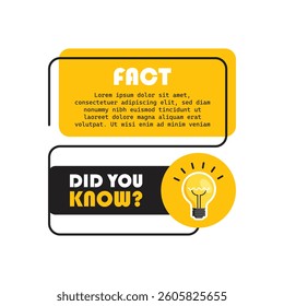 Did you know icon in flat style. Banner with frame and bulb vector illustration on white isolated background. Explanation sign business concept.