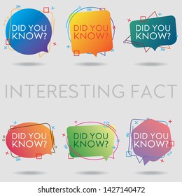 Did you know. Interesting fact. Interesting fact sign. Marketing and advertising tag. Vector