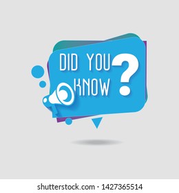 Did you know. Interesting fact. Interesting fact sign. Marketing and advertising tag. Vector