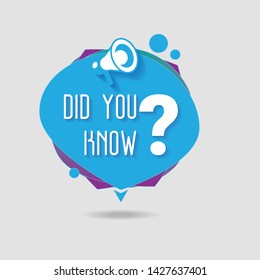 Did you know. Interesting fact. Interesting fact sign. Marketing and advertising tag. Vector