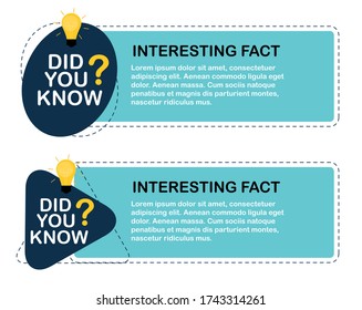 Did you know interesting fact label sticker. Vector Illustration EPS10