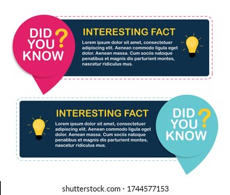 Did you know interesting fact label sticker. Vector Illustration EPS10