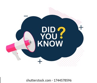 Did you know interesting fact label sticker. Vector Illustration EPS10