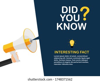 Did you know interesting fact label sticker. Vector Illustration EPS10