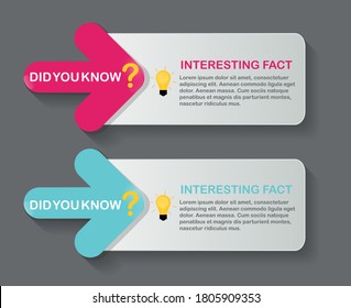 Did you know interesting fact label sticker set. Vector Illustration EPS10