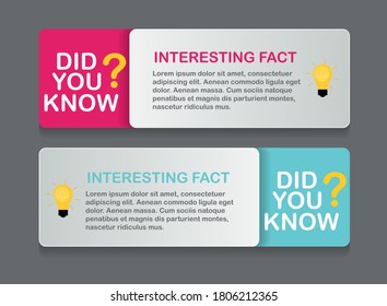 Did you know interesting fact label sticker set. Vector Illustration EPS10