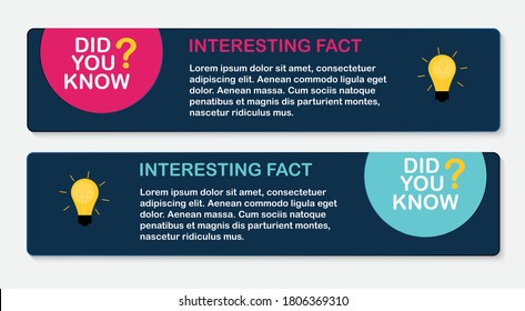 Did you know interesting fact label sticker set. Vector Illustration EPS10