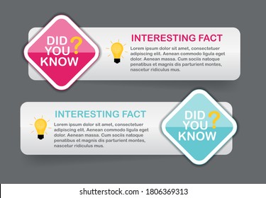 Did you know interesting fact label sticker set. Vector Illustration EPS10