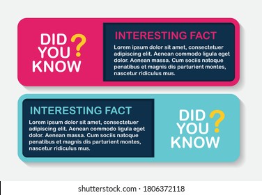 Did you know interesting fact label sticker set. Vector Illustration EPS10