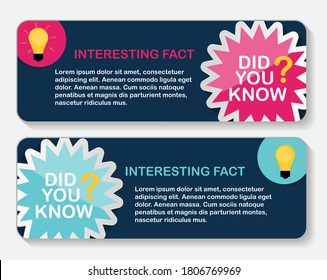 Did you know interesting fact label sticker set. Vector Illustration EPS10