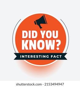 did you know interesting fact banner with megaphone