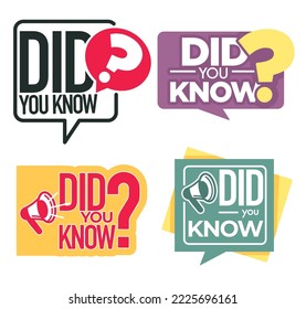 Did you know isolated icon vector information announcement stickers inquiry emblem or logo knowledge marketing and advertisement speech bubbles education clickbait