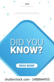 Did you know label. Banner or sticker with Interesting fact