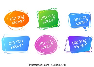 Did You Know Label banner sticker with speech bubble.
